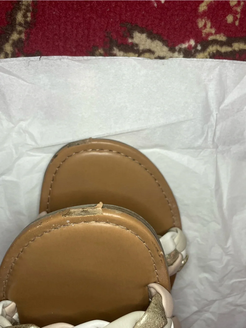 Braided Slide Sandals - White, Beige, Gold & Apricot